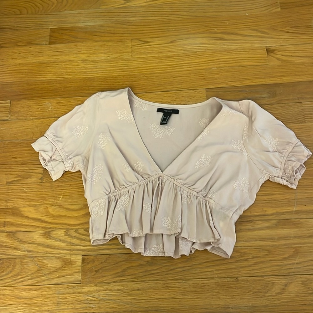 light pink v-neck blouse